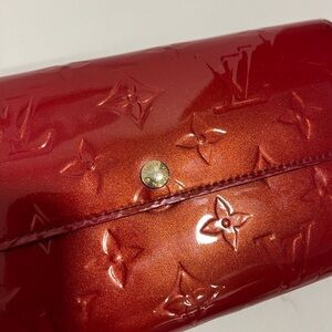 Louis Vuitton red Vernis  leather long wallet